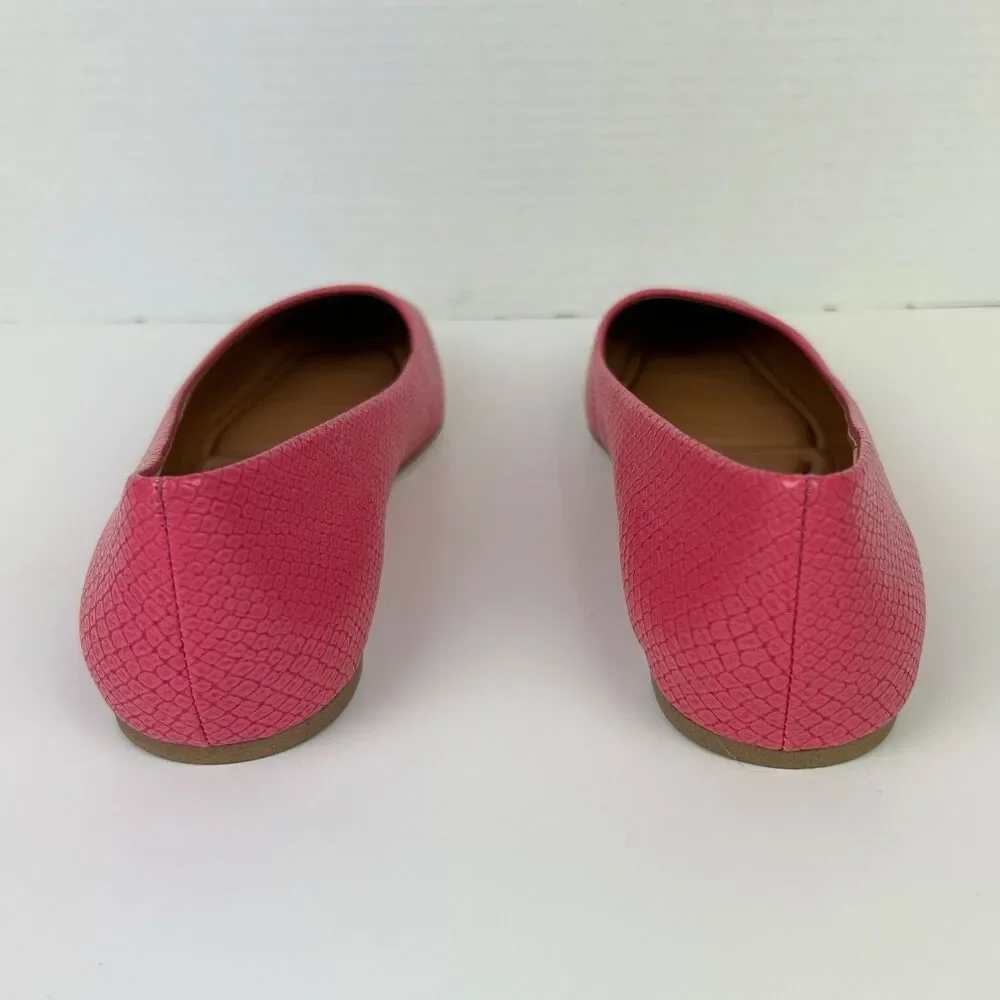 Franco Sarto Flexa Amaya Ballet Flats Hot Pink Embossed Square Toe Shoe NWOT 6.5